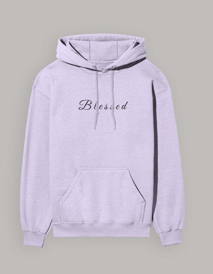 Blessed Hoodie – Minimal Lifestyle Edition hoodie regular fit cotton fabric heavyweight fabric printed design detail view by HAViT Apparel