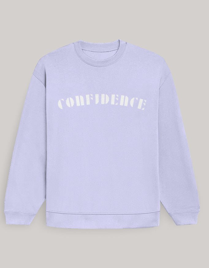 Men’s Oversized Confidence Typography Sweatshirt sweatshirt oversized fit cotton fabric heavyweight fabric graphic print printed design detail view by HAViT Apparel