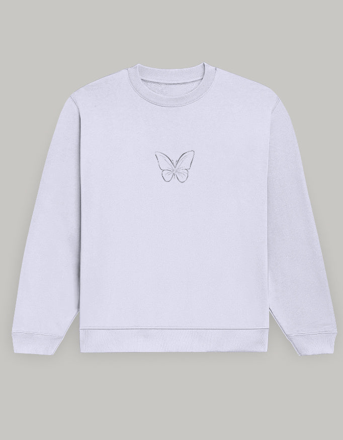 Aesthetic Butterfly Print Women’s Sweatshirt-Dark Edition sweatshirt regular fit cotton fabric heavyweight fabric graphic print printed design detail view by HAViT Apparel