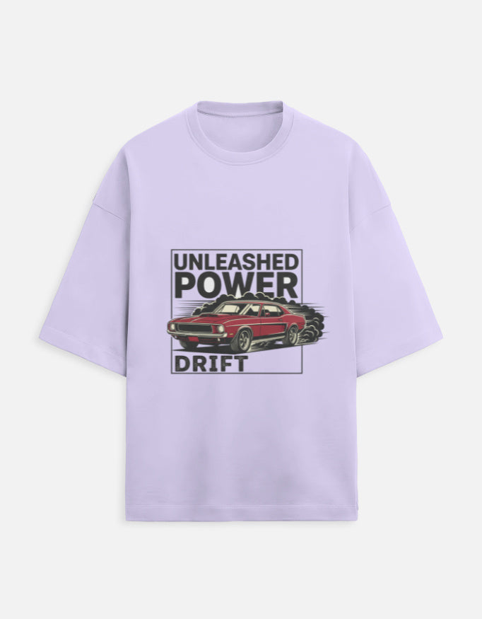 Unleashed Power Drift Oversized Terry Tshirt oversized fit cotton fabric heavyweight fabric graphic print printed design detail view by HAViT Apparel
