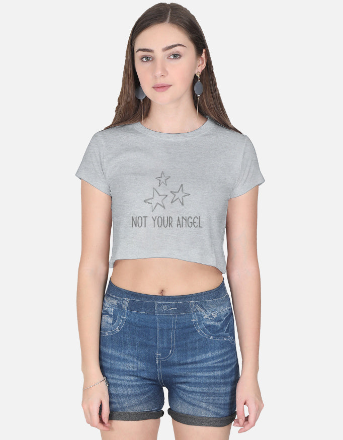 Not Your Angel Crop Top cotton fabric heavyweight fabric detail view by HAViT Apparel