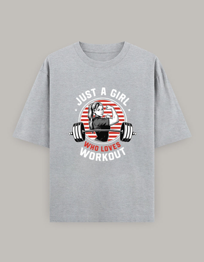Girl Power Oversized Workout Tee t-shirt oversized fit detail view by HAViT Apparel