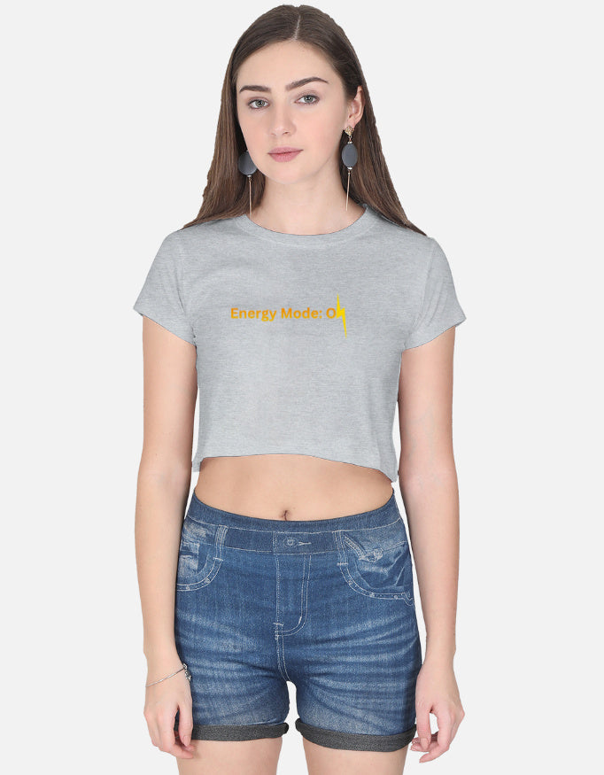Energy Mode On Crop Tee cotton fabric heavyweight fabric detail view by HAViT Apparel