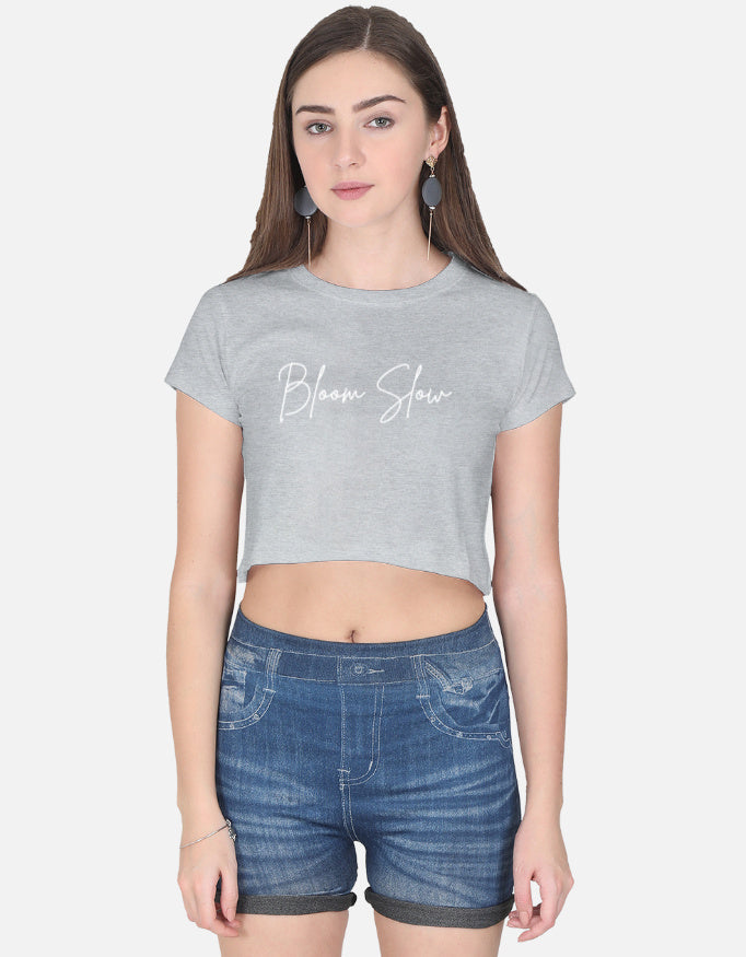 Bloom Slow Crop Top cotton fabric heavyweight fabric detail view by HAViT Apparel
