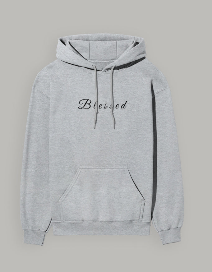 Blessed Hoodie – Minimal Lifestyle Edition hoodie regular fit cotton fabric heavyweight fabric printed design detail view by HAViT Apparel
