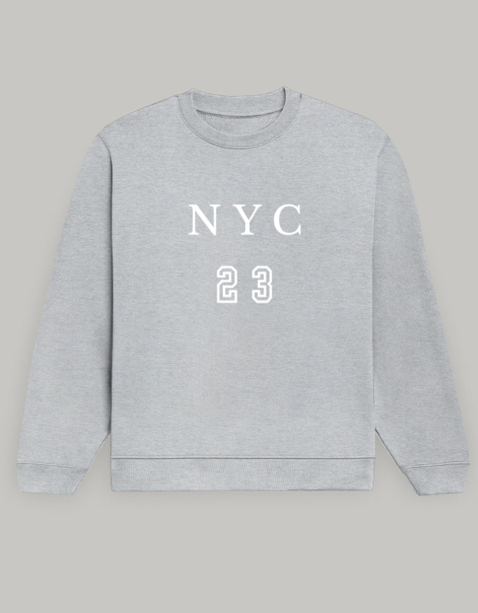 Men’s NYC23 Printed Sweatshirt sweatshirt regular fit cotton fabric heavyweight fabric graphic print printed design detail view by HAViT Apparel