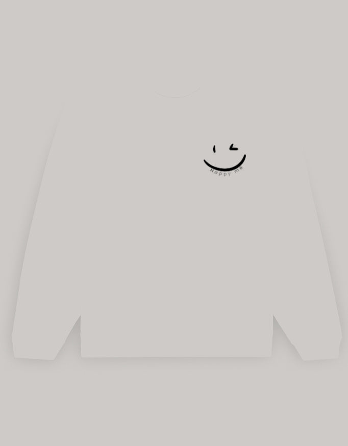 Happy Me Sweatshirt sweatshirt regular fit cotton fabric heavyweight fabric printed design detail view by HAViT Apparel
