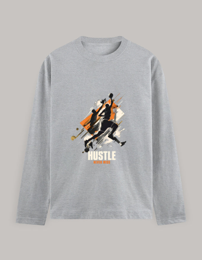 Full Sleeve T-Shirt regular fit cotton fabric heavyweight fabric detail view by HAViT Apparel