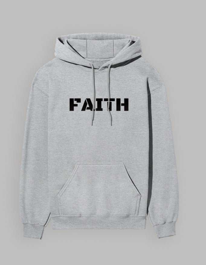 Faith Classic Hoodie hoodie regular fit cotton fabric heavyweight fabric printed design detail view by HAViT Apparel
