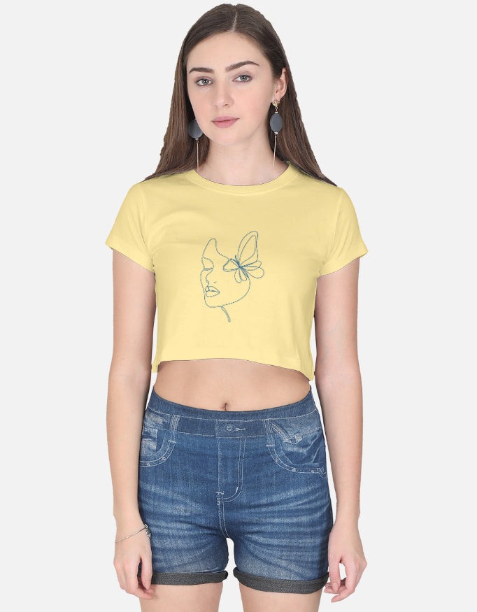 Single Line Muse Crop Top cotton fabric heavyweight fabric detail view by HAViT Apparel