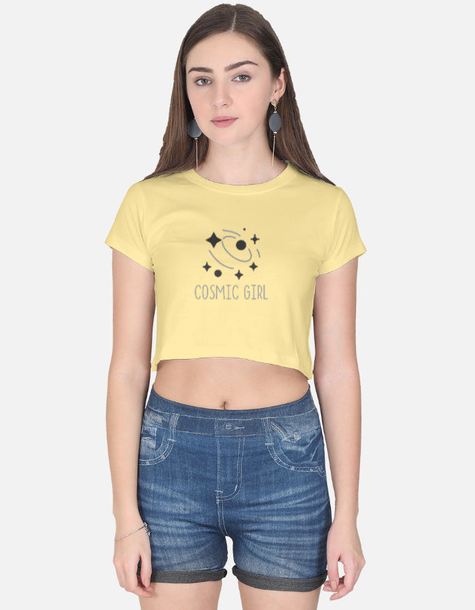 Cosmic Girl Crop Top cotton fabric heavyweight fabric detail view by HAViT Apparel