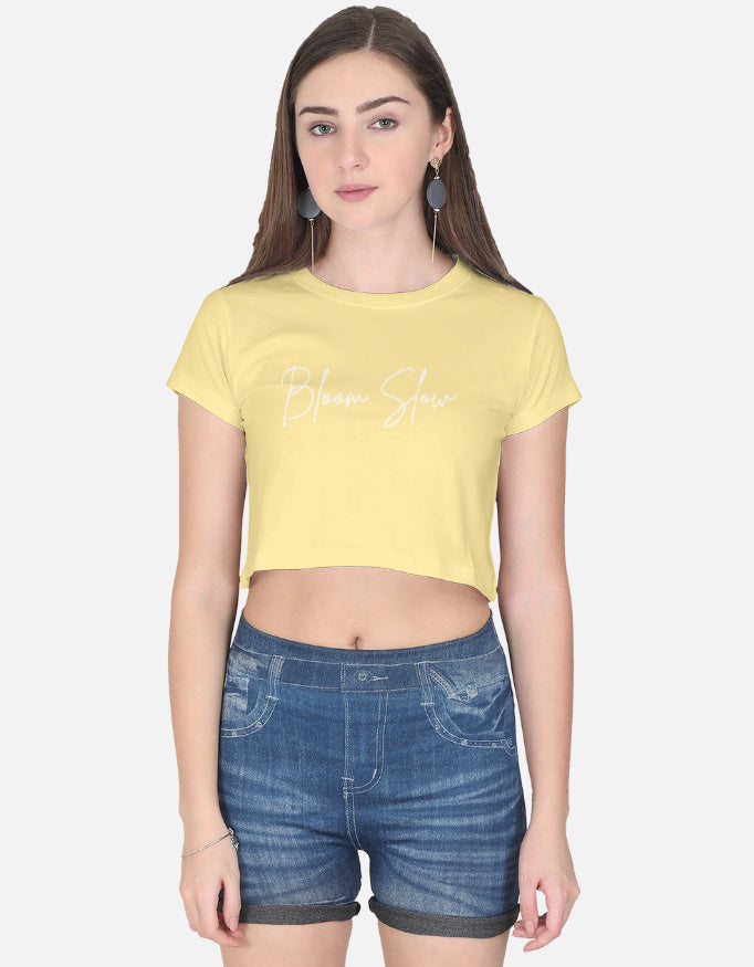 Bloom Slow Crop Top cotton fabric heavyweight fabric detail view by HAViT Apparel