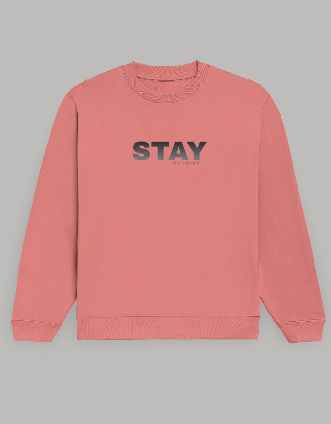 Stay Focus Sweatshirt – Minimal Motivation Edition sweatshirt regular fit cotton fabric heavyweight fabric detail view by HAViT Apparel