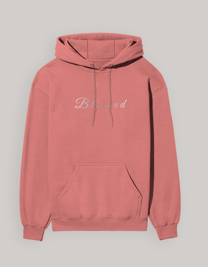 Blessed Hoodie – Minimal Lifestyle Edition hoodie regular fit cotton fabric heavyweight fabric printed design detail view by HAViT Apparel