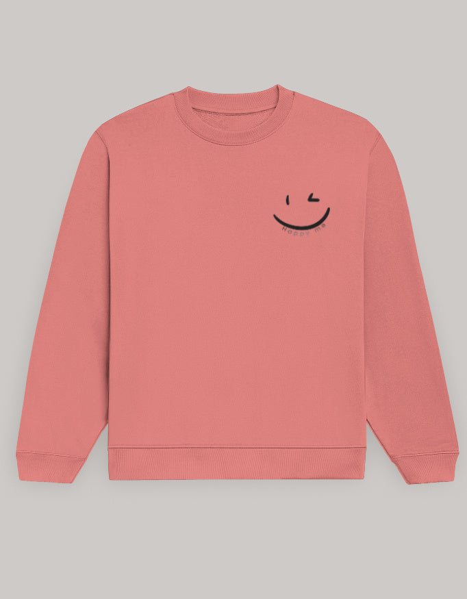 Happy Me Sweatshirt sweatshirt regular fit cotton fabric heavyweight fabric printed design detail view by HAViT Apparel