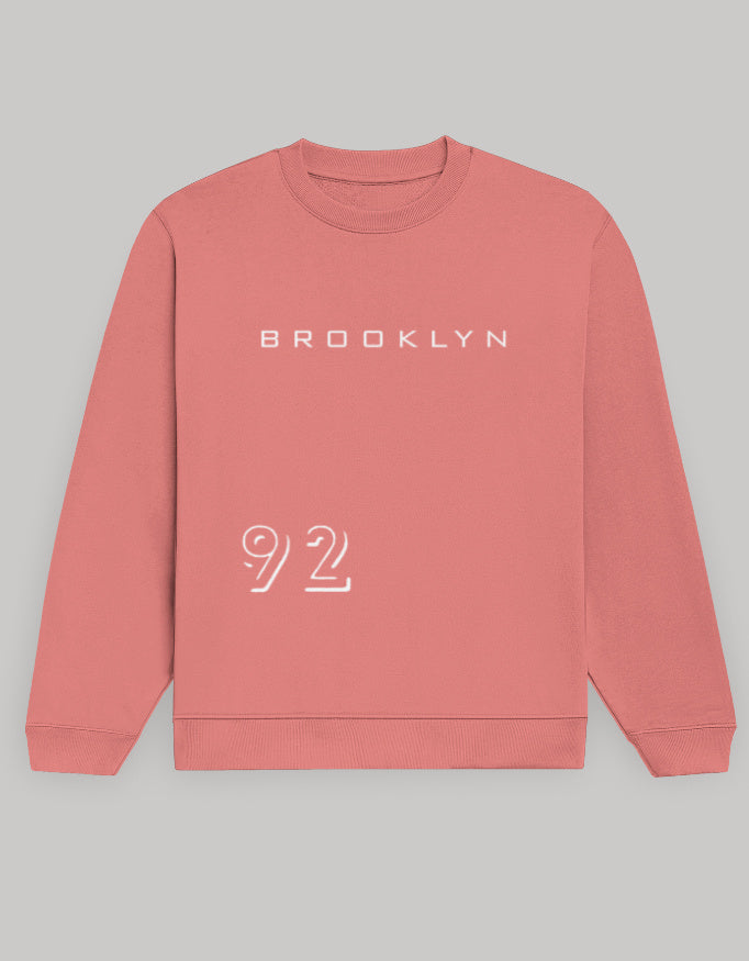 Brooklyn 92 Graphic Men’s Sweatshirt sweatshirt regular fit cotton fabric heavyweight fabric graphic print printed design detail view by HAViT Apparel