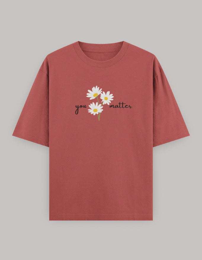 Self Love Bloom Oversized Tee t-shirt oversized fit cotton fabric heavyweight fabric printed design detail view by HAViT Apparel