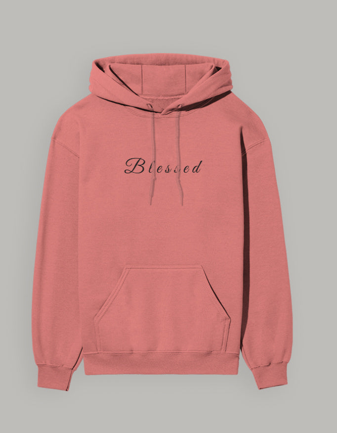 Blessed Hoodie – Minimal Lifestyle Edition hoodie regular fit cotton fabric heavyweight fabric printed design detail view by HAViT Apparel