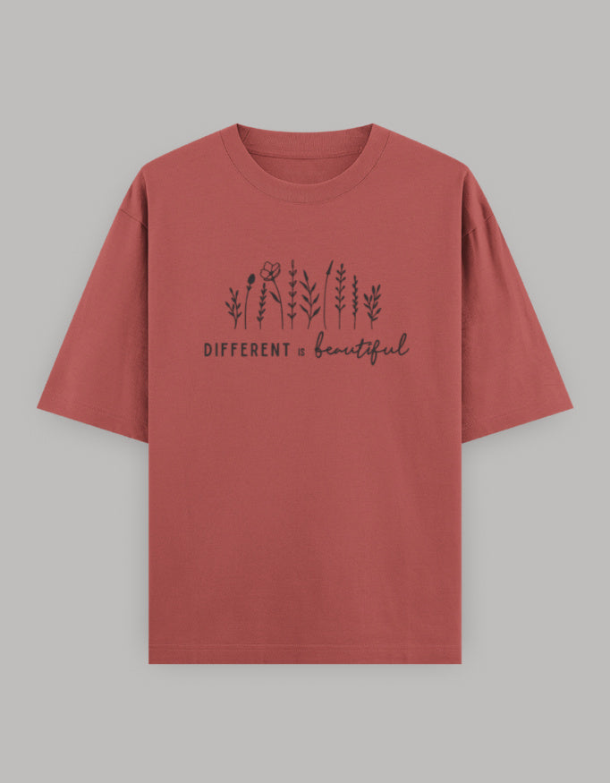 Beautifully Different Statement Oversized Tee t-shirt oversized fit cotton fabric heavyweight fabric printed design detail view by HAViT Apparel