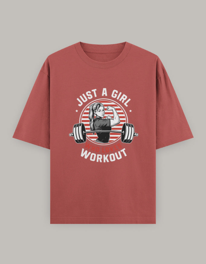 Girl Power Oversized Workout Tee t-shirt oversized fit detail view by HAViT Apparel