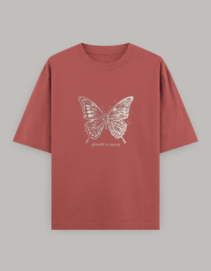 Transformation Statement Oversized Tee t-shirt oversized fit cotton fabric heavyweight fabric graphic print printed design detail view by HAViT Apparel