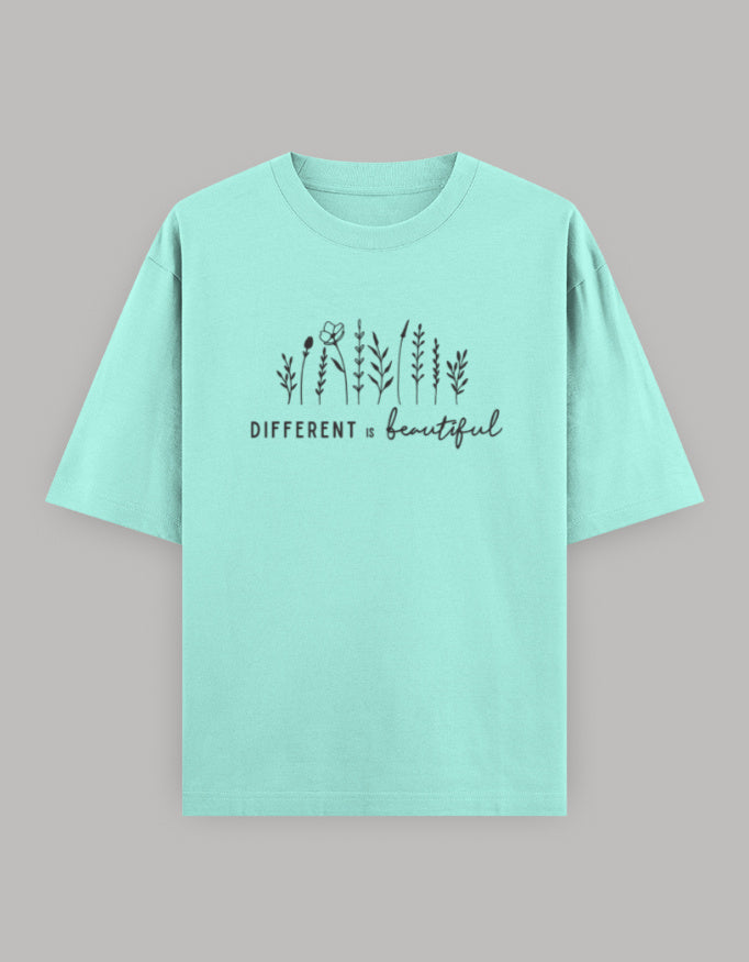 Beautifully Different Statement Oversized Tee t-shirt oversized fit cotton fabric heavyweight fabric printed design detail view by HAViT Apparel