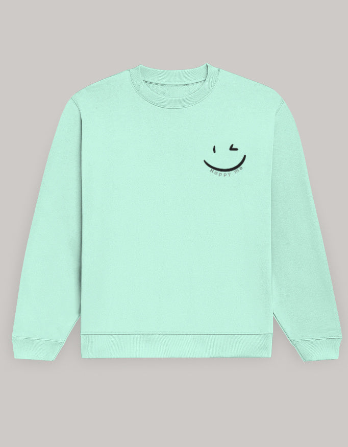 Happy Me Sweatshirt sweatshirt regular fit cotton fabric heavyweight fabric printed design detail view by HAViT Apparel