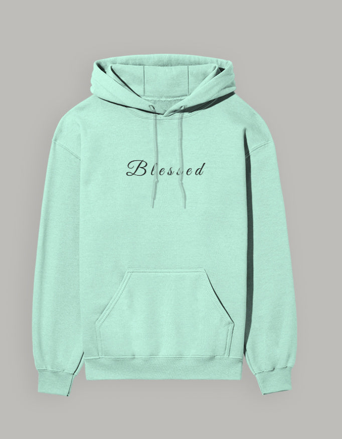 Blessed Hoodie – Minimal Lifestyle Edition hoodie regular fit cotton fabric heavyweight fabric printed design detail view by HAViT Apparel