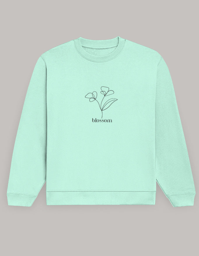 Women’s Regular Fit Sweatshirt with Blossom Floral Graphic Dark Edition sweatshirt regular fit cotton fabric heavyweight fabric printed design detail view by HAViT Apparel