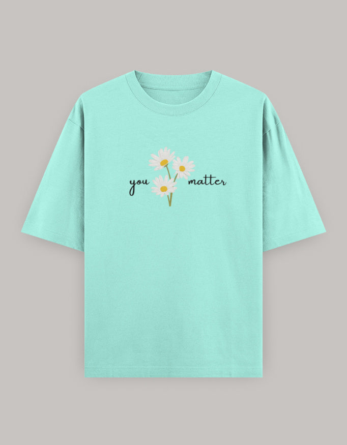 Self Love Bloom Oversized Tee t-shirt oversized fit cotton fabric heavyweight fabric printed design detail view by HAViT Apparel