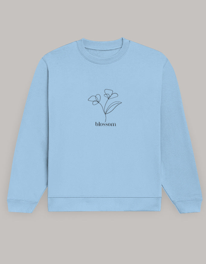 Women’s Regular Fit Sweatshirt with Blossom Floral Graphic Dark Edition sweatshirt regular fit cotton fabric heavyweight fabric printed design detail view by HAViT Apparel