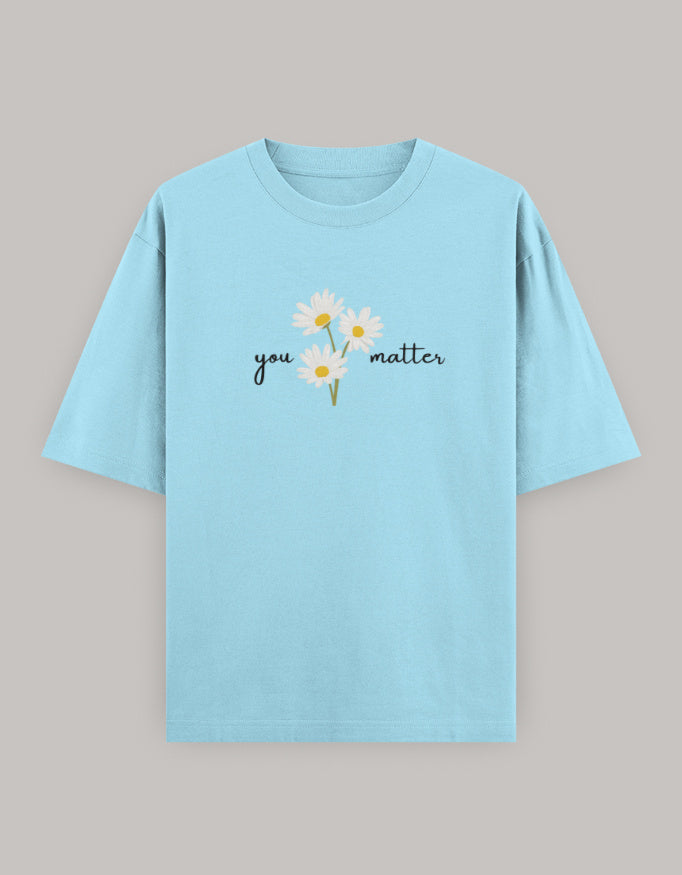Self Love Bloom Oversized Tee t-shirt oversized fit cotton fabric heavyweight fabric printed design detail view by HAViT Apparel