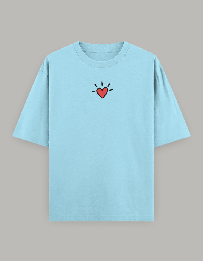 Pure Heart Embroidered Oversized Tee t-shirt oversized fit cotton fabric heavyweight fabric embroidered design detail view by HAViT Apparel