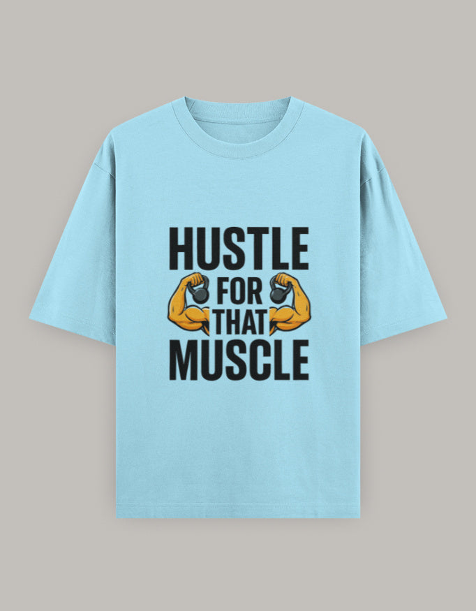 Muscle Hustle Oversize Tee oversized fit printed design detail view by HAViT Apparel