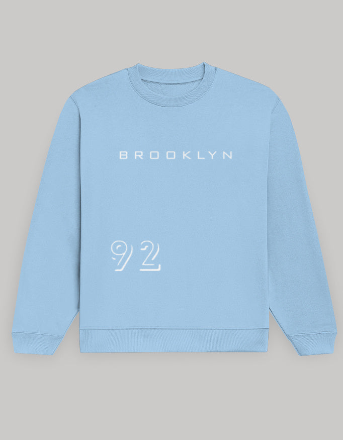 Brooklyn 92 Graphic Men’s Sweatshirt sweatshirt regular fit cotton fabric heavyweight fabric graphic print printed design detail view by HAViT Apparel