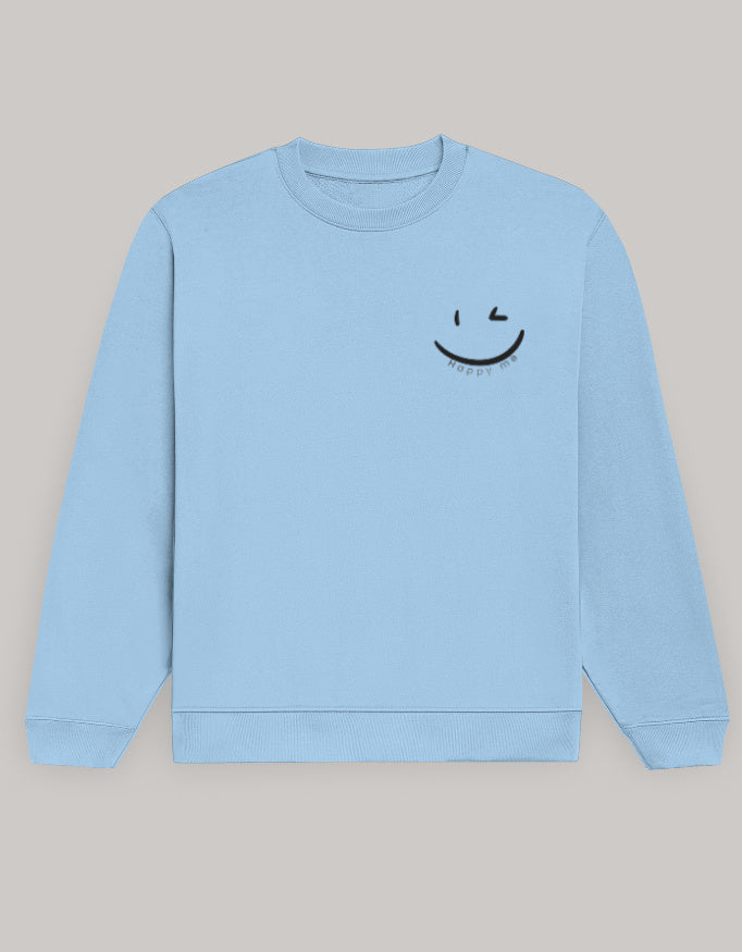 Happy Me Sweatshirt sweatshirt regular fit cotton fabric heavyweight fabric printed design detail view by HAViT Apparel