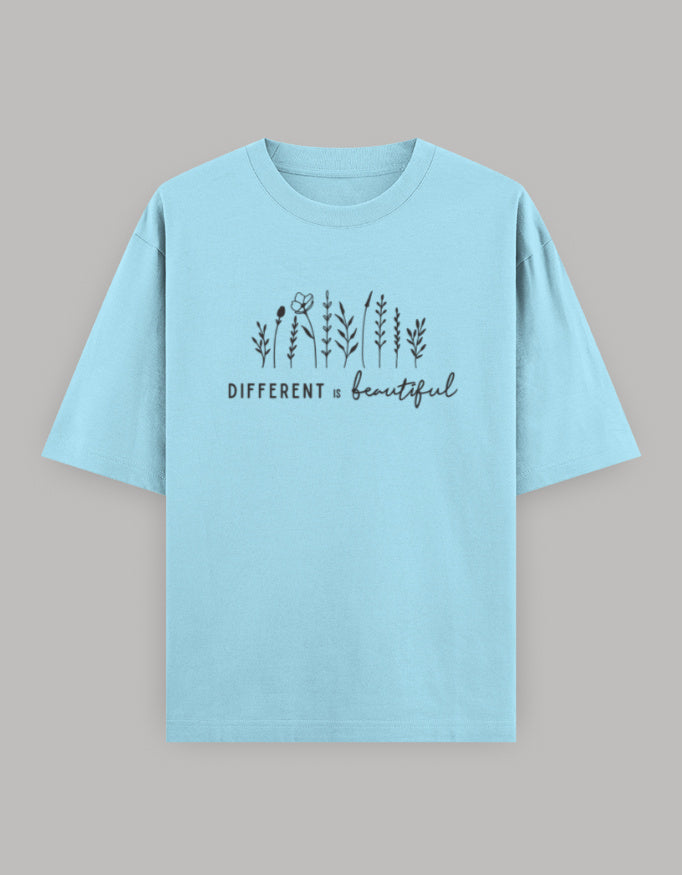 Beautifully Different Statement Oversized Tee t-shirt oversized fit cotton fabric heavyweight fabric printed design detail view by HAViT Apparel