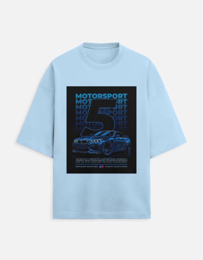 Motorsport Five Oversized Terry Tshirt oversized fit cotton fabric heavyweight fabric graphic print printed design detail view by HAViT Apparel
