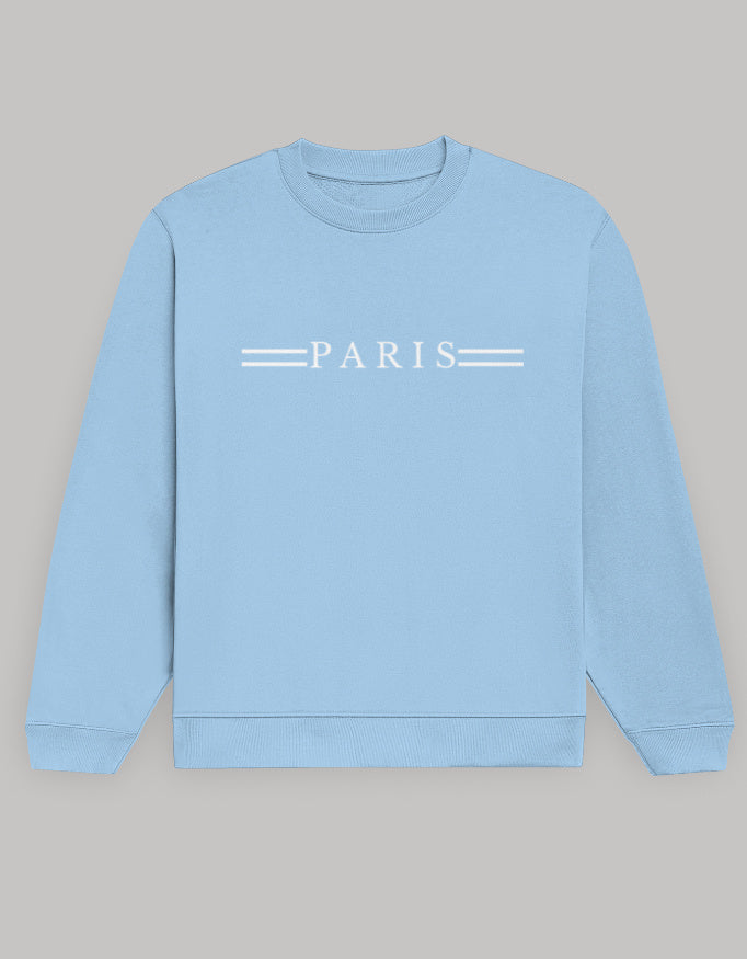Men’s Paris Graphic Sweatshirt – Classic City Print sweatshirt regular fit cotton fabric heavyweight fabric graphic print printed design detail view by HAViT Apparel