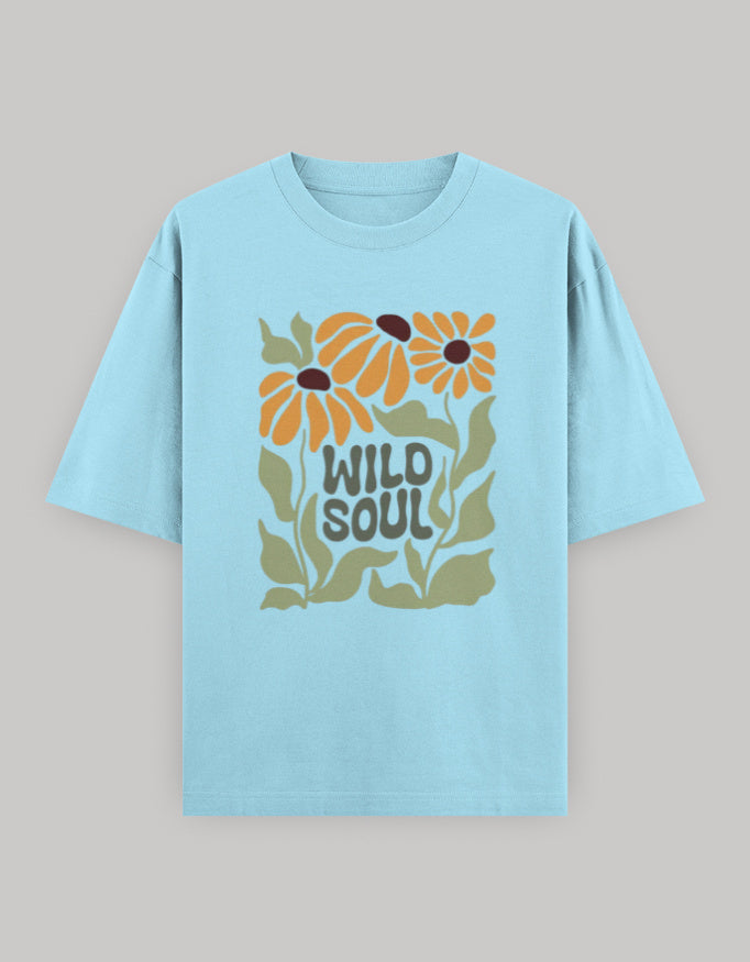 Untamed Soul Oversized Cotton T-Shirt t-shirt oversized fit cotton fabric heavyweight fabric printed design detail view by HAViT Apparel