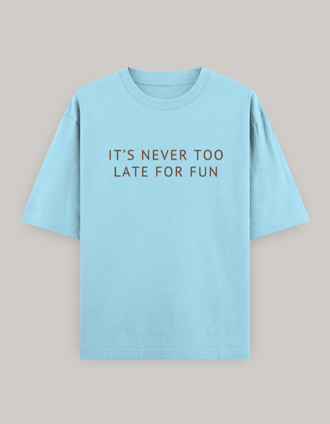 Never Too Late Oversized Statement Tee t-shirt oversized fit cotton fabric heavyweight fabric printed design detail view by HAViT Apparel