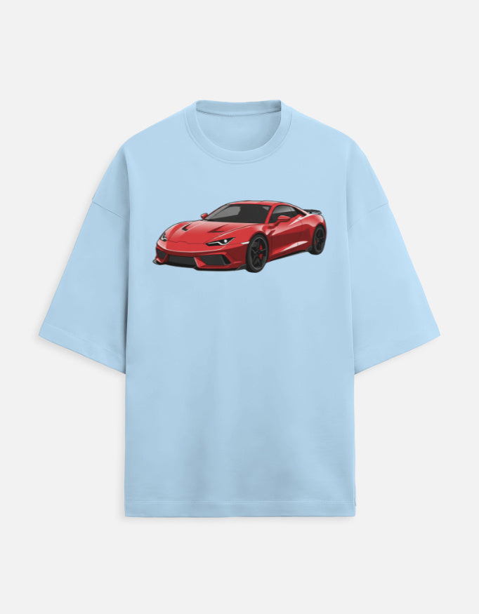 Scarlet Velocity Oversized Terry Tshirt oversized fit cotton fabric heavyweight fabric graphic print printed design detail view by HAViT Apparel