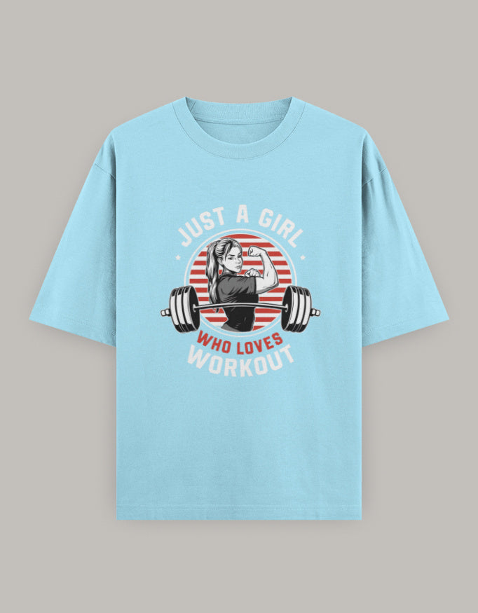 Girl Power Oversized Workout Tee t-shirt oversized fit detail view by HAViT Apparel