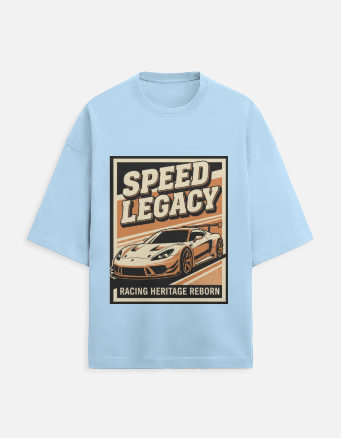 Speed Legacy Oversized Terry Tshirt oversized fit cotton fabric heavyweight fabric graphic print printed design detail view by HAViT Apparel