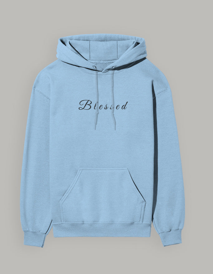 Blessed Hoodie – Minimal Lifestyle Edition hoodie regular fit cotton fabric heavyweight fabric printed design detail view by HAViT Apparel