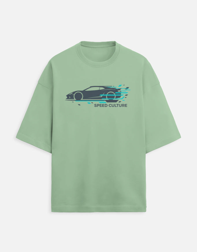 Speed Culture Oversized Terry Tshirt oversized fit cotton fabric heavyweight fabric graphic print printed design detail view by HAViT Apparel