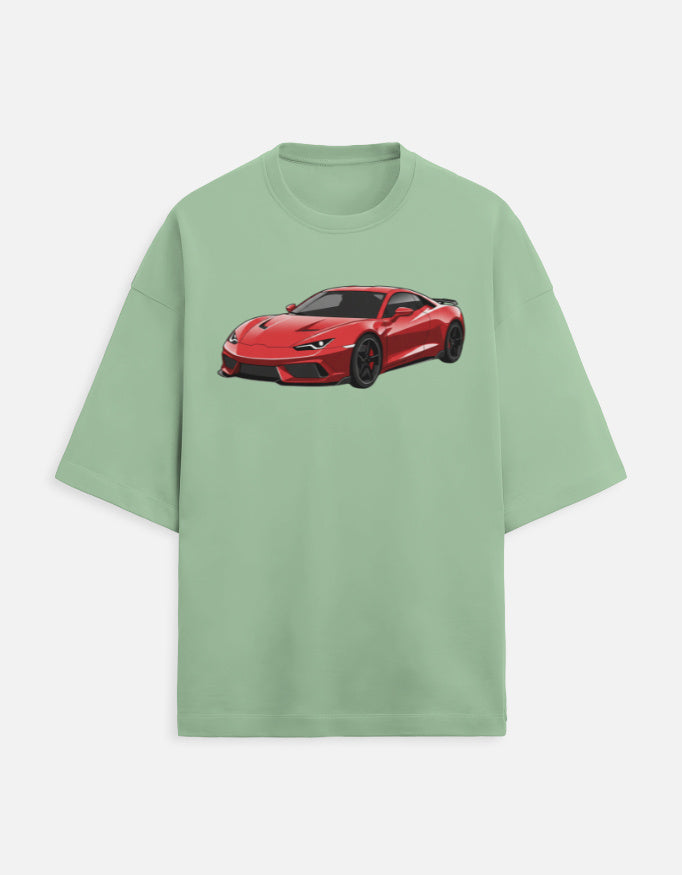 Scarlet Velocity Oversized Terry Tshirt oversized fit cotton fabric heavyweight fabric graphic print printed design detail view by HAViT Apparel