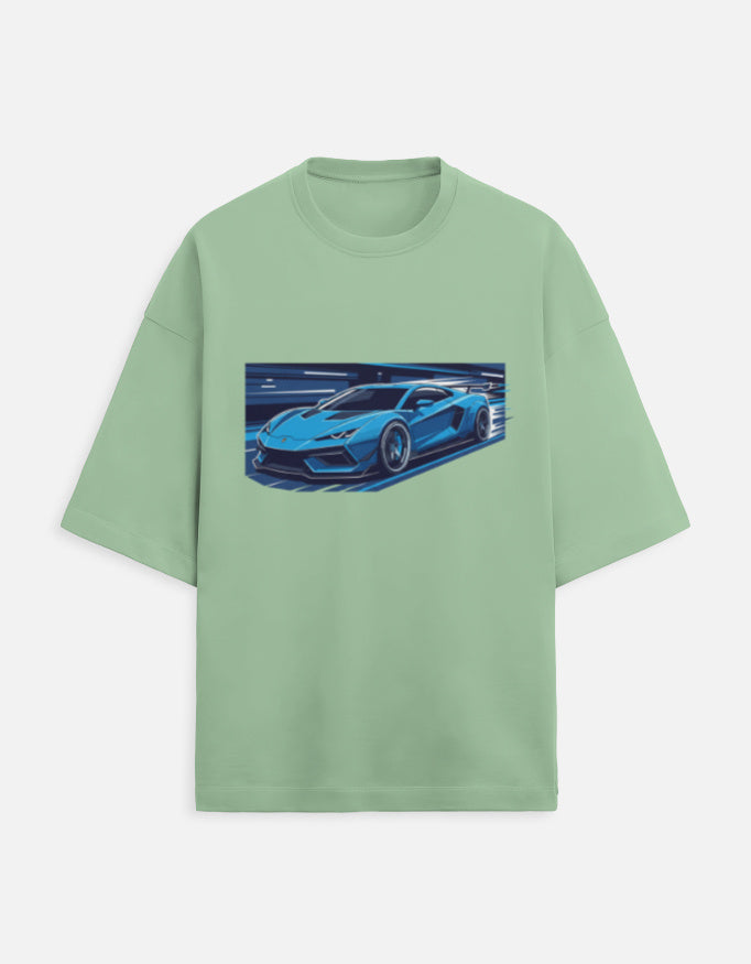 Neon Velocity Oversized Terry Tshirt oversized fit cotton fabric heavyweight fabric graphic print printed design detail view by HAViT Apparel