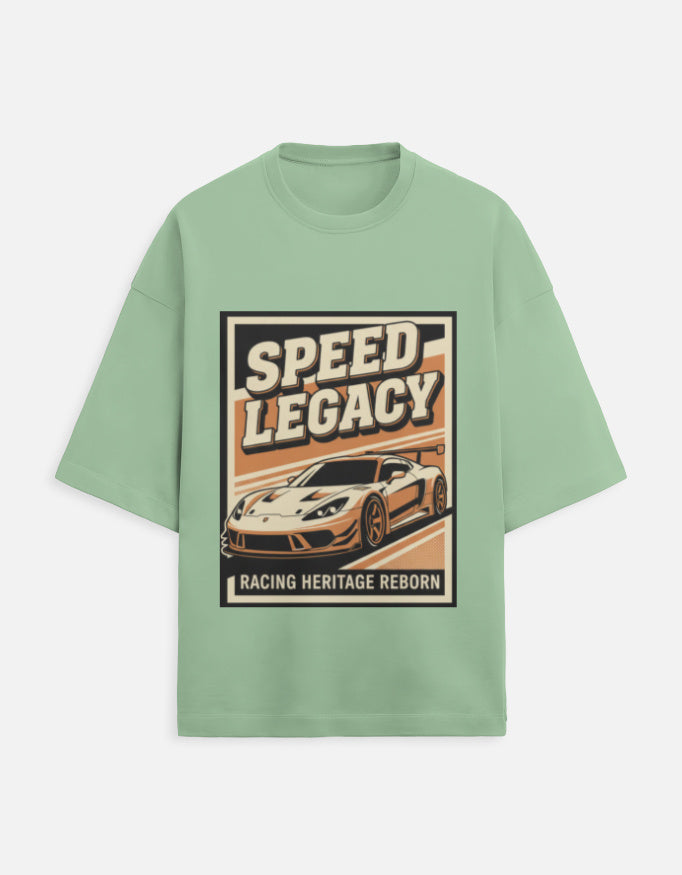 Speed Legacy Oversized Terry Tshirt oversized fit cotton fabric heavyweight fabric graphic print printed design detail view by HAViT Apparel