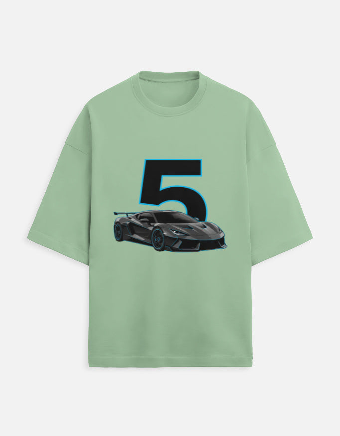 Street Racer 5 Oversized Terry Sweatshirt sweatshirt oversized fit cotton fabric heavyweight fabric graphic print detail view by HAViT Apparel